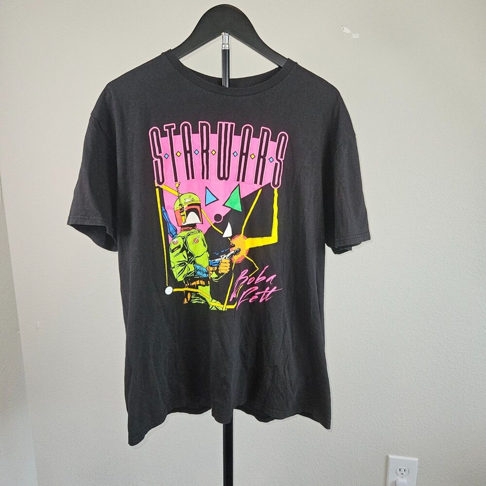 Star Wars Boba Fett T Shirt XL Black Fifth Sun Neon Graphic Retro 80s Style Mens